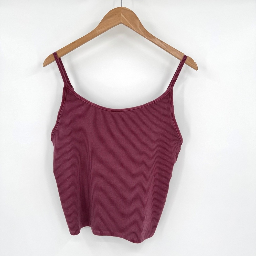 NWT American Eagle Plum Ribbed Cropped Spaghetti Strap Tank Top Women's Sz XL